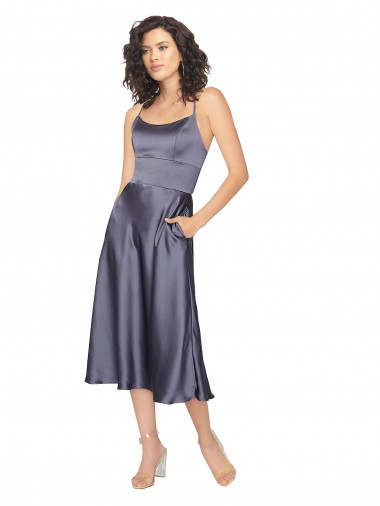 Midi Length Dusk Sleeveless A-Line Keyhole Back Prom Dress / Bridesmaid Dress Birmingham