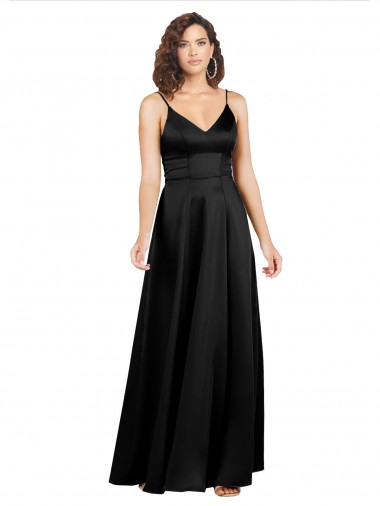 Long Black Sleeveless A-Line V-Back Formal Evening Gown / Prom Dress / Bridesmaid Dress Birmingham