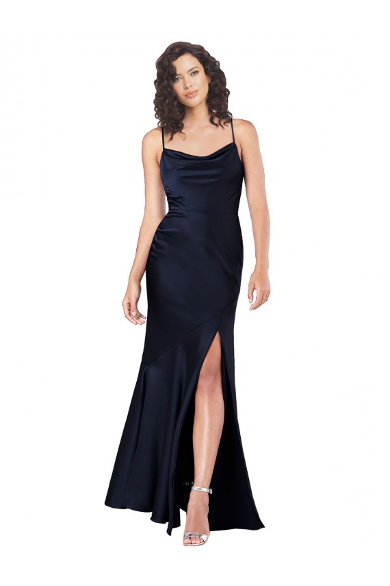 Long Dark Navy Sleeveless A-Line Black Tie Evening Gown / Prom Dress / Bridesmaid Dress Birmingham