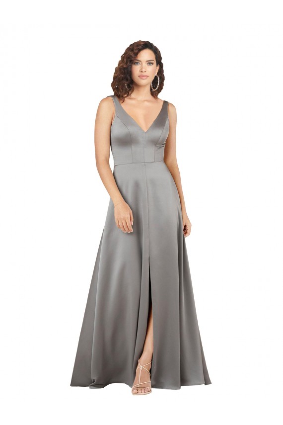 Long Pearl Grey Sleeveless A-Line Formal Evening Gown / Prom Dress / Bridesmaid Dress Birmingham