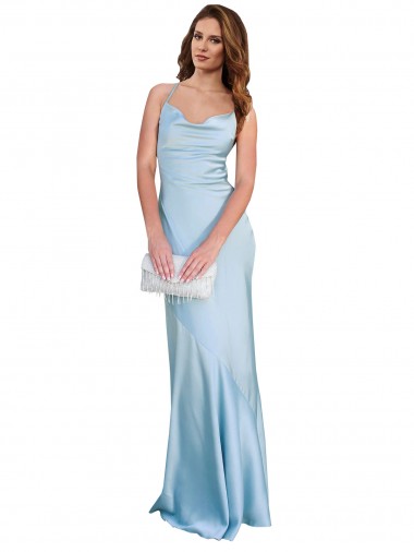 Long Light Sky Blue Sleeveless Sheath Open Back Formal Evening Gown / Prom Dress / Bridesmaid Dress Birmingham