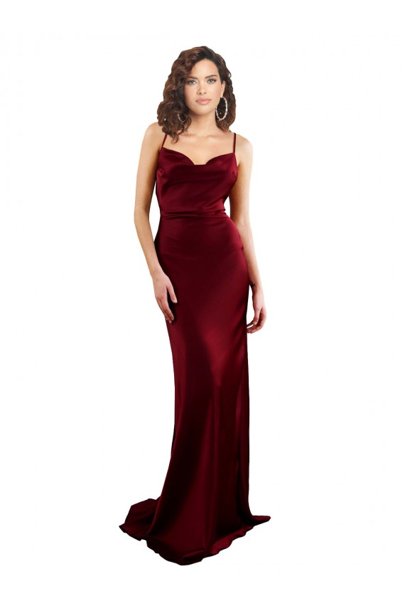 Long Burgundy Sleeveless Sheath Open Back Formal Evening Gown / Prom Dress / Bridesmaid Dress Birmingham