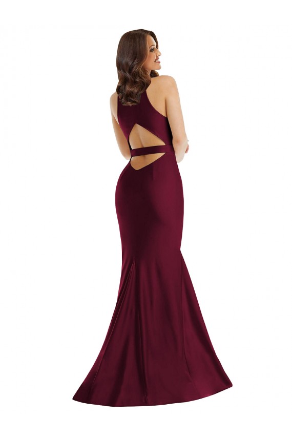 Long Burgundy Sleeveless Mermaid Open Back Formal Plus Size Evening Gown / Prom Dress / Bridesmaid Dress Birmingham