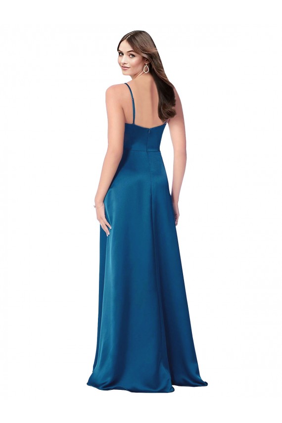 Long Peacock Blue Sleeveless A-Line Low Back Formal Evening Gown / Prom Dress / Bridesmaid Dress Birmingham