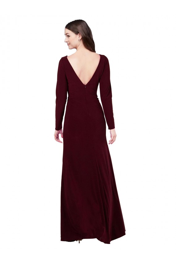 Long Burgundy Gold Long Sleeves Sheath V-Back Prom Dress / Bridesmaid Dress Birmingham