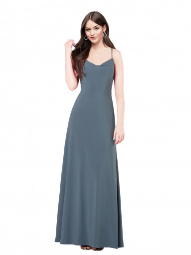 Long Slate Grey Sleeveless A-Line Low Back Prom Dress / Bridesmaid Dress Birmingham