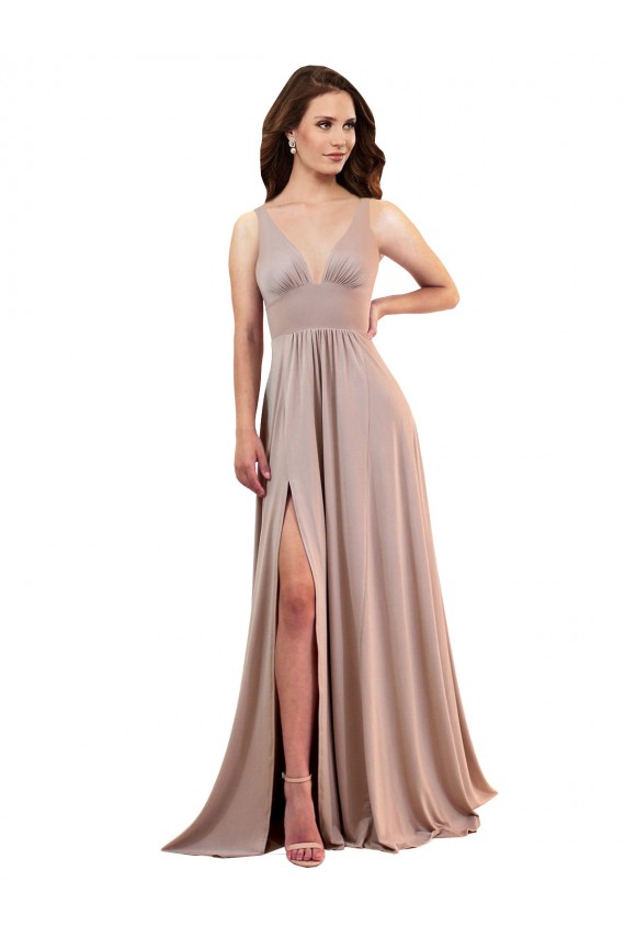 Long Dusty Pink Sleeveless A-Line Low Back Black Tie Evening Gown / Prom Dress / Bridesmaid Dress Birmingham