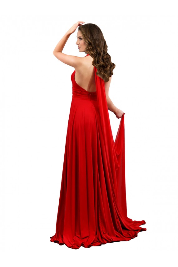 Long Red Sleeveless A-Line Open Back High Slit Formal Evening Gown / Prom Dress / Bridesmaid Dress Birmingham