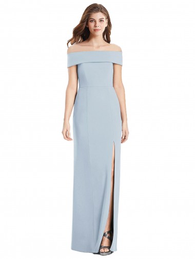 Long Light Sky Blue Sleeveless Trumpet Stretch Crepe Formal Dress / Bridesmaid Dress Birmingham