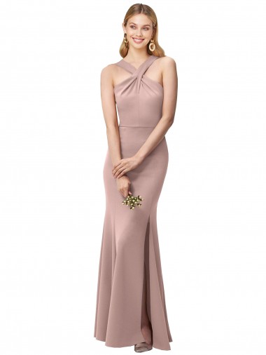 Long Dusty Pink Sleeveless Sheath Open Back Prom Dress / Bridesmaid Dress Birmingham