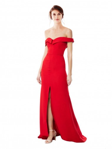 Long Red Sleeveless A-Line High Slit Bridesmaid Dress / Evening Dress Birmingham