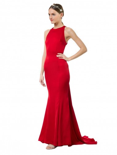 Long Red Sleeveless Mermaid Open Back Formal Evening Gown / Bridesmaid Dress Birmingham