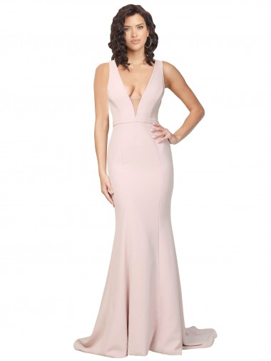 Sweep Train Pink Sleeveless Sheath V-Back Black Tie Evening Gown / Prom Dress / Bridesmaid Dress Birmingham