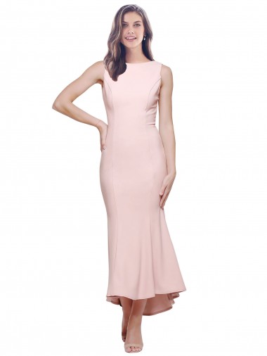 Midi Length Pink Sleeveless Sheath Low Back High Low Evening Gown / Prom Dress / Bridesmaid Dress Birmingham