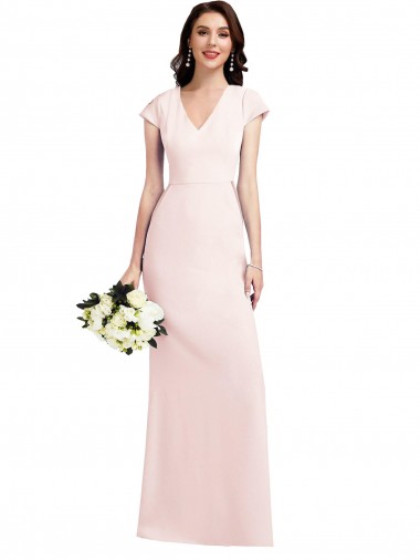 Long Pink Cap Sleeves A-Line Formal Evening Gown / Prom Dress / Bridesmaid Dress Birmingham