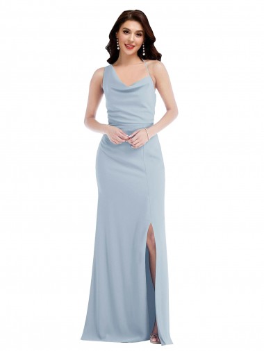 Long Light Sky Blue Sleeveless Trumpet Formal Dress / Bridesmaid Dress Birmingham