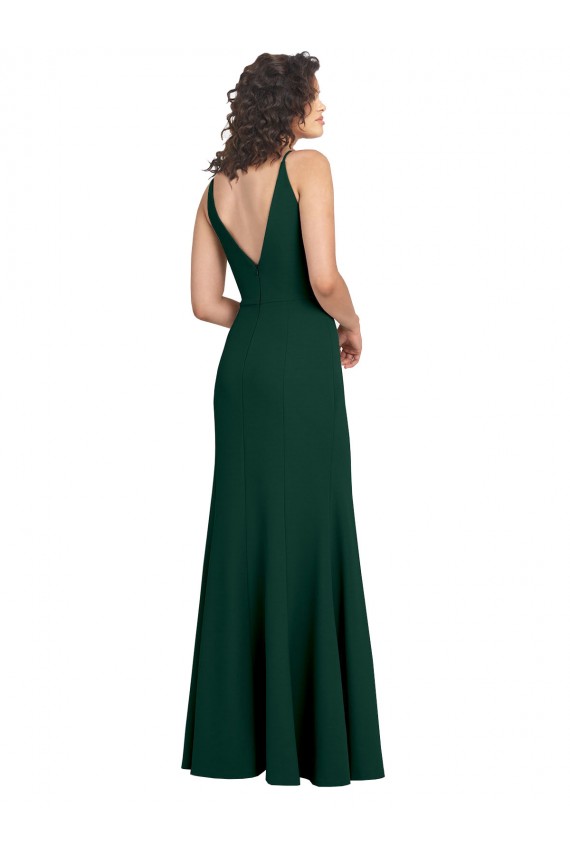 Long Midnight Green Sleeveless A-Line V-Back Formal Dress / Bridesmaid Dress Birmingham