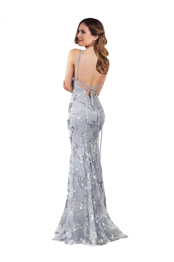 Long Silver Sleeveless Mermaid Open Back Formal Evening Gown / Prom Dress / Bridesmaid Dress Birmingham