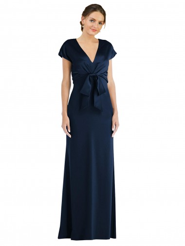 Long Dark Navy Cap Sleeves Trumpet Keyhole Back Formal Evening Gown / Prom Dress / Bridesmaid Dress Birmingham