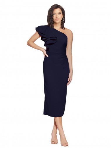 Midi Length Dark Navy Sleeveless Sheath Formal Evening Gown / Prom Dress / Bridesmaid Dress Birmingham