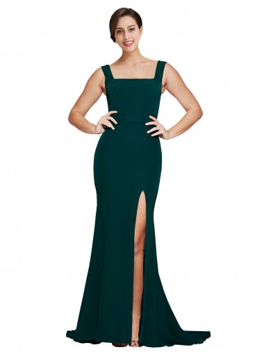 Sweep Train Midnight Green Sleeveless Sheath Semi Formal Evening Dress / Prom Dress / Bridesmaid Dress Birmingham