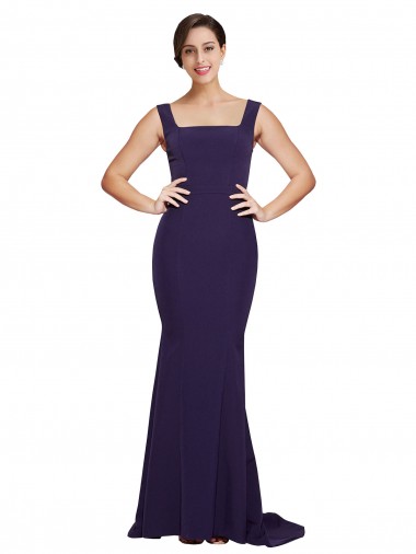 Sweep Train Dark Navy Sleeveless Sheath Semi Formal Evening Dress / Prom Dress / Bridesmaid Dress Birmingham