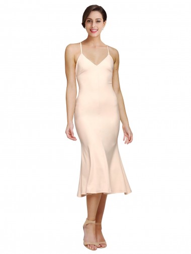 Midi Length Nude Sleeveless Sheath Open Back Evening Gown / Prom Dress / Bridesmaid Dress Birmingham