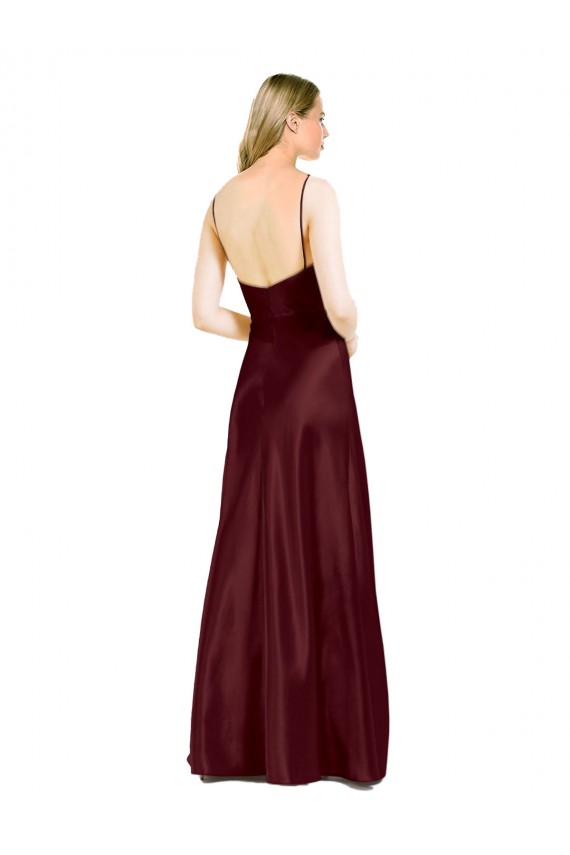 Long Burgundy Gold Sleeveless A-Line Center Front Slit Bridesmaid Dress / Evening Dress Birmingham