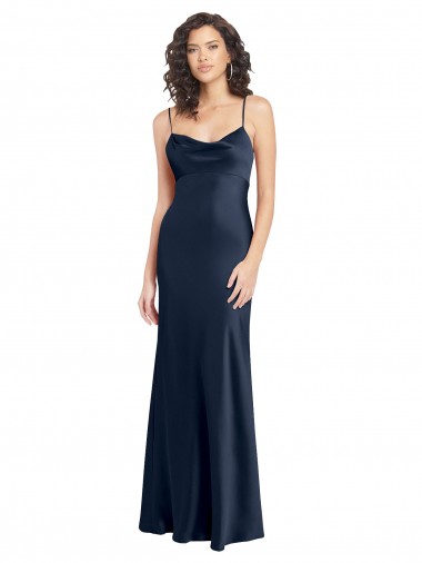 Long Dark Navy Sleeveless A-Line Open Back Black Tie Evening Gown / Prom Dress / Bridesmaid Dress Birmingham