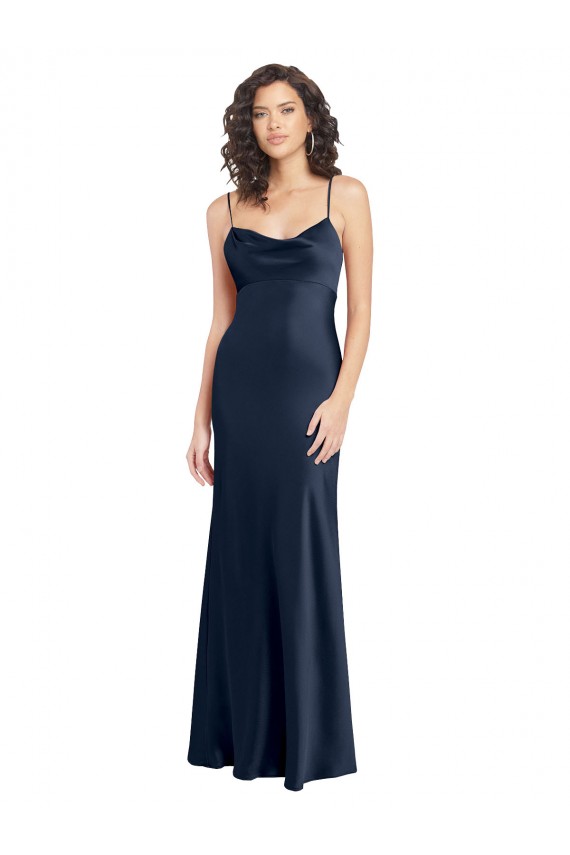 Long Dark Navy Sleeveless A-Line Open Back Black Tie Evening Gown / Prom Dress / Bridesmaid Dress Birmingham