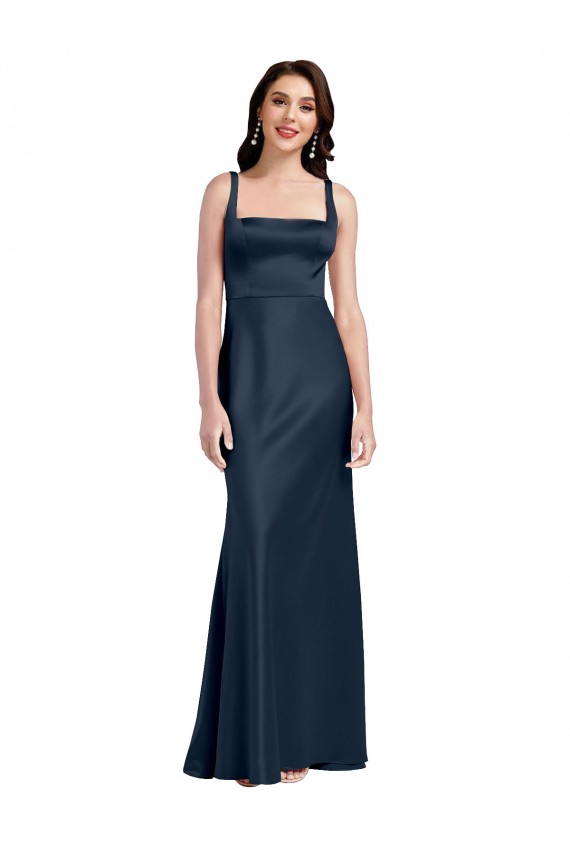 Long Dark Navy Sleeveless A-Line Low Back Formal Evening Gown / Prom Dress / Bridesmaid Dress Birmingham