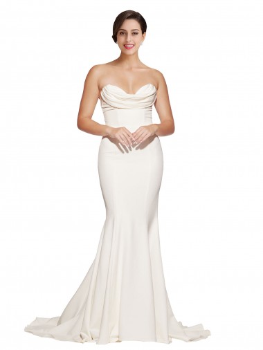 Sweep Train Ivory Sleeveless Mermaid Low Back Formal Evening Gown / Prom Dress / Bridesmaid Dress Birmingham