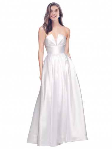 Long White Sleeveless A-Line Low Back Formal Evening Gown / Prom Dress / Bridesmaid Dress Birmingham