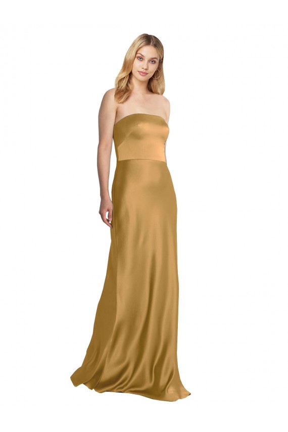 Long Gold Sleeveless A-Line Formal Evening Gown / Prom Dress / Bridesmaid Dress Birmingham