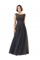 Long Slate Grey Cap Sleeves A-Line Bridesmaid Dress Birmingham