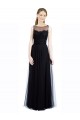 Long Black Sleeveless A-Line Low Back Tulle & Lace Bridesmaid Dress Birmingham