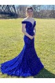 Sweep Train Royal Blue Sleeveless Sheath Velvet Sequin Prom Dress Birmingham