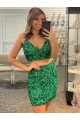 Short Shamrock Green Sleeveless Sheath Velvet Sequin Prom Dress / Evening Dress Birmingham