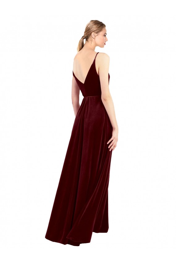 Long Burgundy Sleeveless A-Line V-Back Bridesmaid Dress / Evening Dress Birmingham