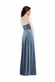 Long Dusty Blue Sleeveless A-Line Low Back Semi Formal Evening Dress / Prom Dress / Bridesmaid Dress Birmingham