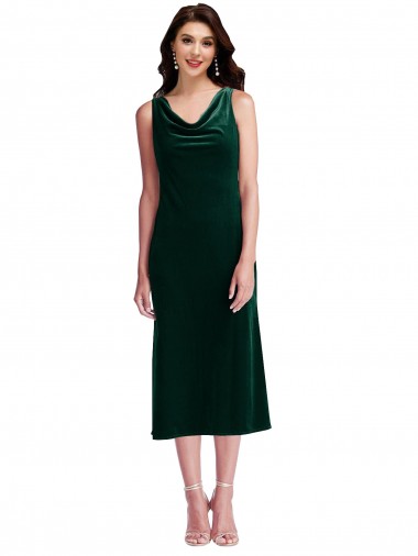 Midi Length Dark Green Sleeveless Sheath V-Back Evening Gown / Prom Dress / Bridesmaid Dress Birmingham