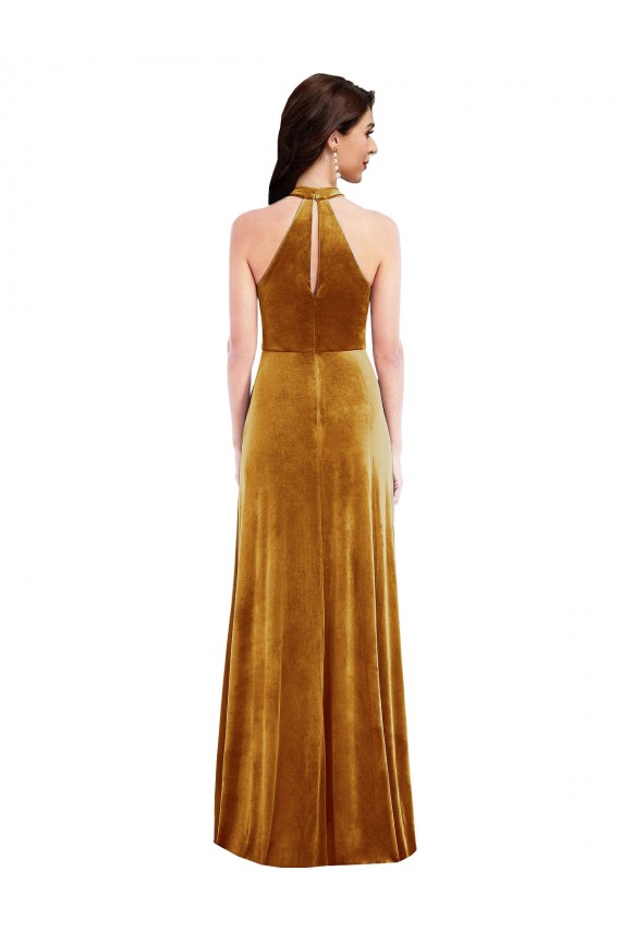 Long Gold Sleeveless Trumpet Keyhole Back Semi Formal Evening Dress / Prom Dress / Bridesmaid Dress Birmingham