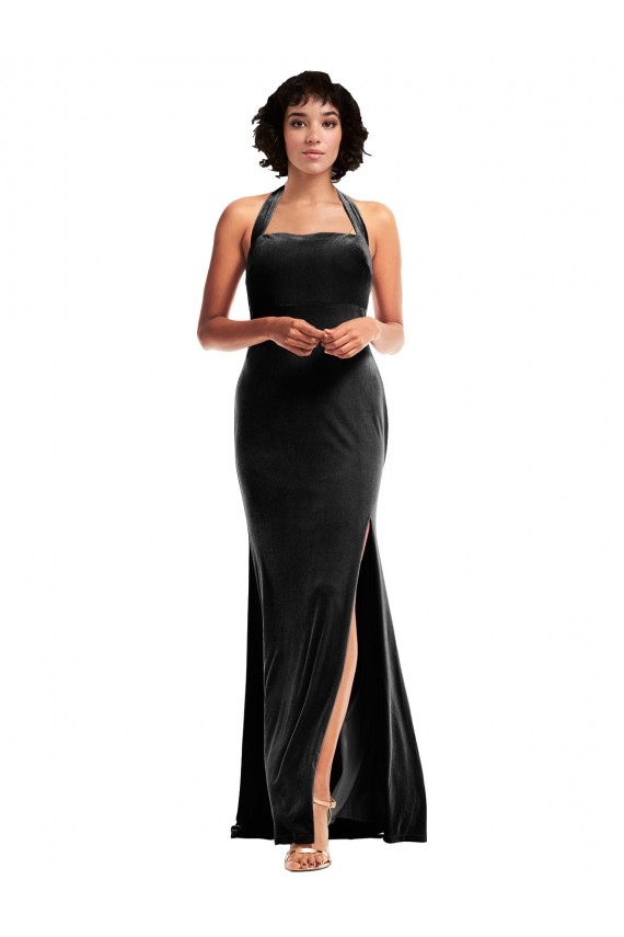 Long Black Sleeveless Mermaid Low Back Stretch Velvet Formal Evening Gown / Prom Dress / Bridesmaid Dress Birmingham