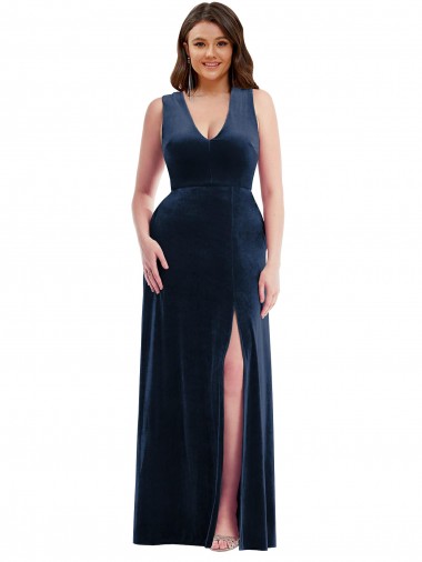 Long Dark Navy Sleeveless Sheath Formal Plus Size Evening Gown / Prom Dress / Bridesmaid Dress Birmingham